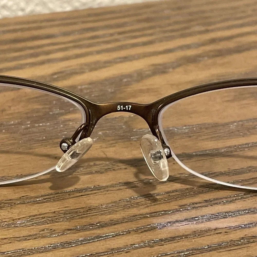 Chelsea Morgan Eyeglass Frames Only 51-17-135 CM813 BR Brown Half Rim Green